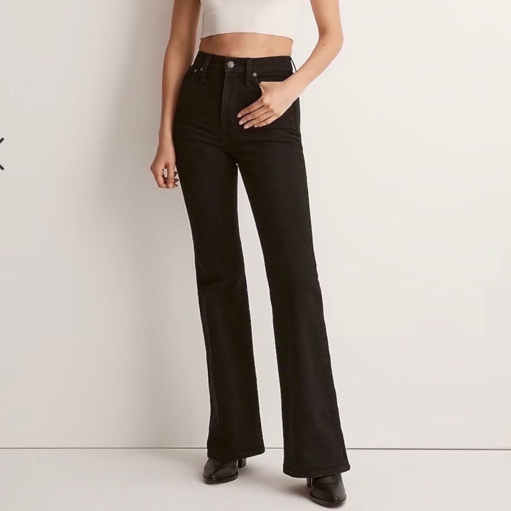 Madewell Perfect Vintage Flare Jeans Womens 26 Black Denim High Rise Full Length